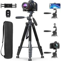 UBeesize 188 cm Camera Tripod with Mobile Phone Holder and Remote Control, Tripod Stand with Portable Bag for Phone and Camera, Mobile Phone Tripod Compatible with DSLR Cameras, Mobile Phones,