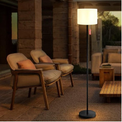 NiceBuy Solar Floor Lamp Outdoor Garden Dimmable Battery Floor Lamp Rechargeable USB LED Floor Lamp Wireless Height Adjustable Floor Lamp Waterproof IP44 for Patio Outdoor