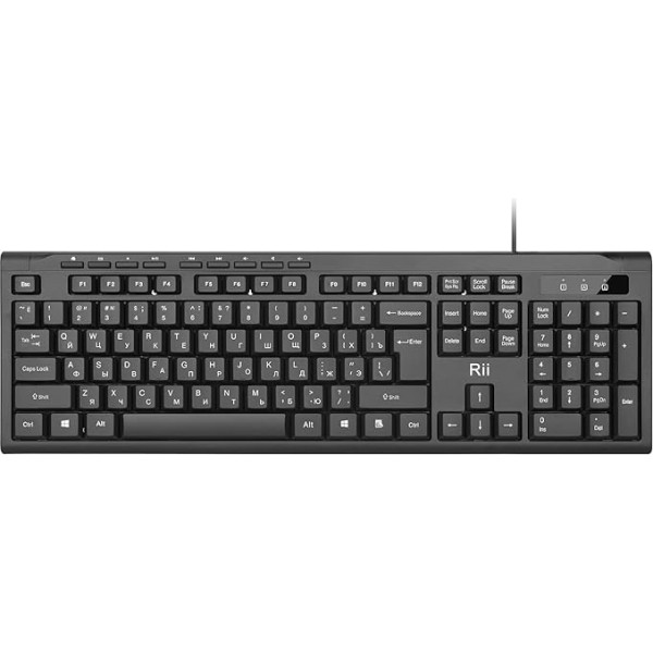 Rii Russian Keyboard, Wired Keyboard PC, Business Slim Keyboard with Cable for Mac/PC/Tablet/Windows/Android/Microsoft, Russian Keyboard