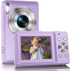 Amdeurdi Vlogging Digital Camera, Rechargeable Digital Cameras with 16x Zoom, Compact Camera, FHD 1080P, 44MP, Compact Digital Camera for Beginners, Photography, with 1 Battery, Purple