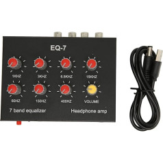 Ejoyous 7 Band Grafik Equalizer, Auto Equalizer Dual Kanal Sound Equalizer Dj-Mixer, für Aufnahmen Streaming Podcasting 3,5 mm Schnittstelle EQ RCA Ausgang Eingang