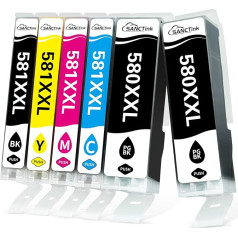SANCTink PGI-580 CLI-581 XXL PGBK Printer Cartridges for Canon Multipack Cartridges 581 580 XXL Compatible with Canon TS705 TR8550 TS8350 TS9550 TS8150 TS6150 TS6151 TS6250 TR7650 (C/M/Y)