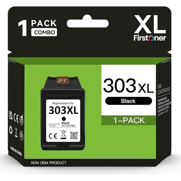 Firstoner 303XL Printer Cartridges Black, 303 Printer Cartridges Replacement for HP 303 Printer Cartridges Black, 303XL for HP Envy Photo 6230 6220 6232 7130 7134 7830 Inspire 7220e 7224e 7920e 7924e
