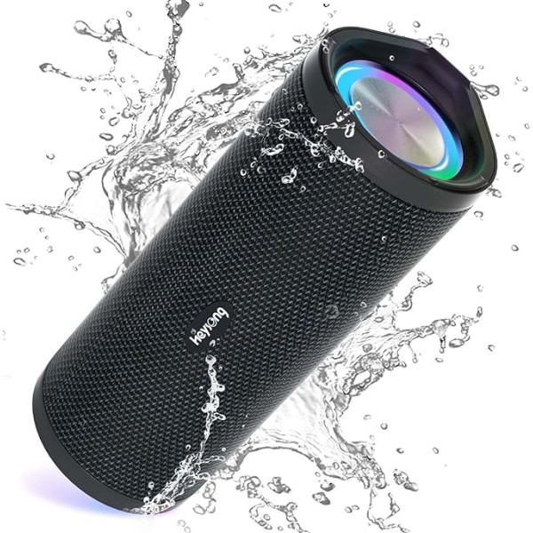 HEYSONG Bluetooth Speaker with Light, Music Box, Portable Bluetooth Box with IPX7 Waterproof, 360° Stereo Sound, 40h Battery, Wireless Speaker with TF for Home, Outdoor, Garden