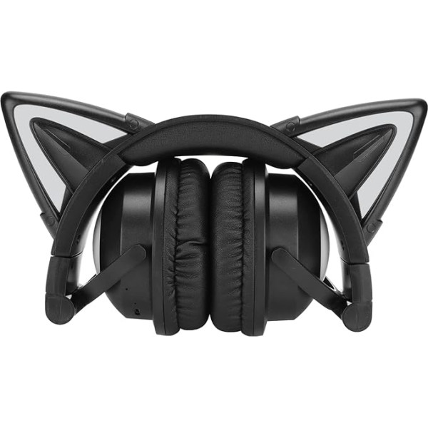 Cute Cat Ear Headset, Wireless Bluetooth Stereo Gaming Headphones, Foldable Music Headphones with Colourful LED Light, 8 to 10 Hours Playtime, for Children and Adults