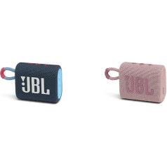 JBL GO 3 Small Bluetooth Box in Pink - Waterproof Portable Speaker for Travel & GO 3 Small Bluetooth Box in Blue and Pink - Waterproof Portable Speaker for Travel