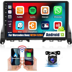 2G + 64G CAMECHO Car Radio for Mercedes-Benz C-Class W204 S204 2007-2010 with Carplay Android Car, 9 Inch Screen with Navigation Mirror Link RDS WiFi Bluetooth + Reversing Camera