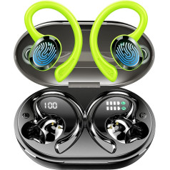 Bluetooth Headphones Sport, In-Ear Headphones Wireless Bluetooth 5.3 HiFi Stereo, [2023] 13 mm Driver Wireless Earbuds with HD Mic, 48 Hours Earphones with Handle, IP7 Waterproof / 800 mAh USB-C LED