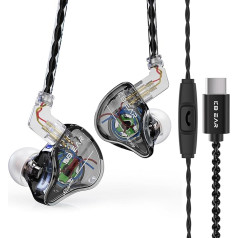 keephifi Kbear Storm USB-C-In-Ear-Kopfhörer, kabelgebunden, 10 mm, dynamischer Treiber, IEM mit abnehmbarem Kabel, für Sänger, Musiker, Audiophile (Schwarz, mit Mikrofon)