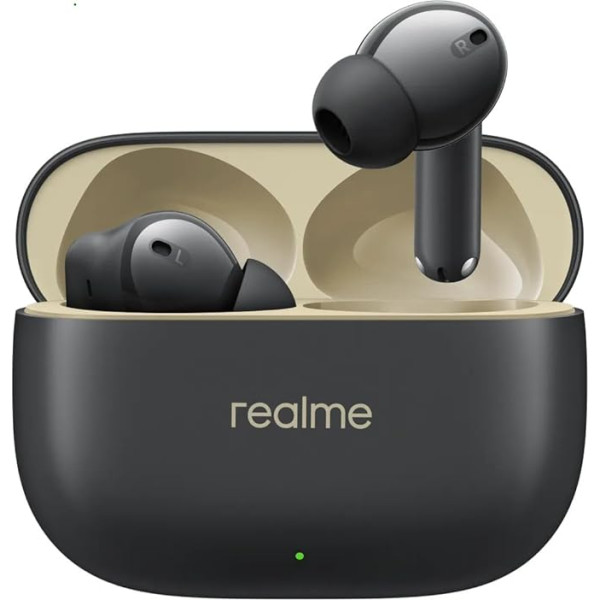 realme Buds T300 Wireless 30dB Active Noise Cancelling Bluetooth 5.3 TWS Headset 40 Hours Battery Life Waterproofing Battery Compartment (T300, Black)