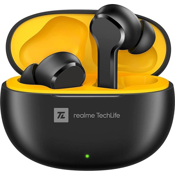 realme TechLife Buds T100 | IPX5 Water Resistance | Bluetooth 5.3 | Up to 28 Hours Total Playback - (Black) Wireless