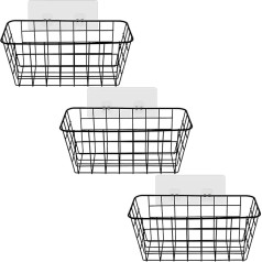 3 Pieces Metal Bathroom Shower Basket, Self-Adhesive, Creative Wire Mesh Grid Holder, Storage Organiser, Bathroom Storage, Bathroom Shelf, Fridge Organiser