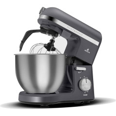 Karaca Mastermaid Chef Pro Double Armed Kitchen Chef 1500 W Space Grey, Shiny Cream, 1500 W, 5 L Mixer, Food Processor, Speed Setting, Dough Hook, Whisking, Kneading and Mixing