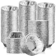 Nuenen Pack of 500 3 Inch Disposable Aluminium Foil Cups Disposable Egg Tart Mould Silver Mini Tart Mould Muffin Cupcake Tin Mould Cake Mould Aluminium Foil Baking Moulds for Caramel Pudding Baking