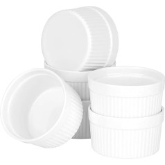 32nd Set of 6 White Ceramic Porcelain Oven Safe Ramekins 9cm Diameter