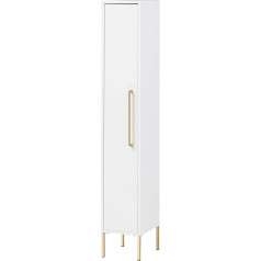 Schildmeyer Gloria Highboard, Composite Wood, White/Gold, 1 Door