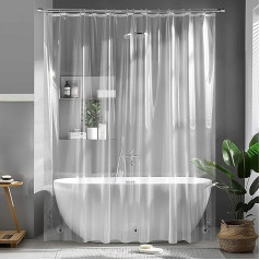 MIULEE Transparent Shower Curtain, 240 x 200 cm, Anti-Mould Plastic Shower Curtains, Waterproof, with 3 Weight Magnets at the Bottom and Washable, Quick-Drying, Bathroom for Bathtub, Shower Curtains