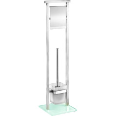 Wenko Standing Toilet Accessory Debar Toilet Brush Holder, Stainless Steel, Satin Finish, 18 X 18 X 73 cm