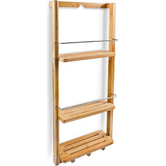 Wall-Mounted Bath Rack With 3 Tiers And 3 Hooks For Towels - Bamboo