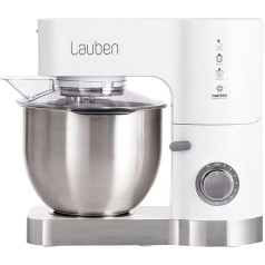 Lauben Kitchen Machine 1200BC with Copper Motor and All-Metal Gear, 1200 W, Tempered Glass Mixer, Large Capacity of 5.5 L, Effectimix® 3D Technology (White)