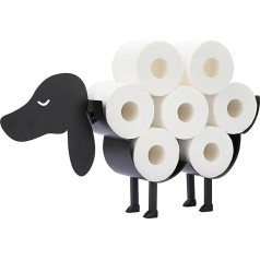 BTSKY Metal Toilet Paper Holder - Mate Black Animal Style Toilet Paper Holder, Free Standing Toilet Paper Storage Container for Bathroom, Kitchen, Toilet (Dog)