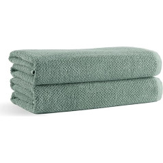 Asquare Hand Towels Set of 2 in Green 100% Cotton - 70 x 140 cm, 500 g/m² - Premium Bath Towels Ideal as Guest Towels, Bath Towel, Beach Towel & Sauna Towel - Bath Towel Oeko-Tex