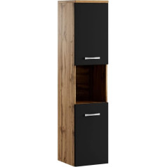 Montreal Bathroom Cabinet 131 cm Oak with Matt Black - Rule Cabinet Tall Cabinet Furniture Bathroom Cabinet