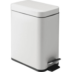 mDesign Rectangular Pedal Bin with 5 L Capacity, Compact Bin with Inner Bin for Bathroom, Bedroom or Office, Modern Metal and Plastic Waste Paper Bin
