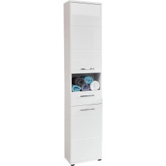 trendteam smart living - Tall Cupboard - Bathroom - Monte - Assembled Dimensions (W x H x D) 37 x 189 x 34 cm - Colour: White High Gloss - 195610101