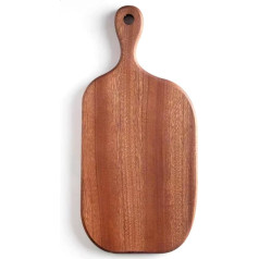 HomeDo Wooden Chopping Board for Kitchen, Wooden Chopping Board, Whole Wood Ebony, Serving Plate with Handles, Charcuterie Board for Bread, Meat, Fruit, Cheese, Pizza, Vegetables (Askew Handle, 40 x