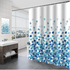 Tennove Shower Curtain 280 x 200 cm Thick Polyester Fabric Blue Petals Bathroom Shower Curtain Long Washable Waterproof Bath Curtain Sets with Hooks, Weighted Hem