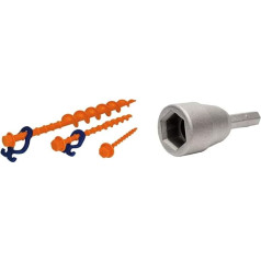 Peggy Peg Screw Pegs Normal 20 cm, Set of 12 & Hammer and Tools Adapter Tool, 39056