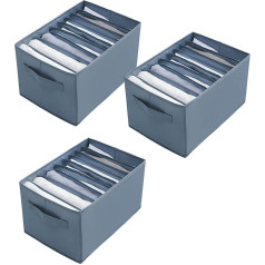 SUBEEN Wardrobe Organiser, Stackable Organiser System Wardrobe Cupboard, Organiser for Trousers Jeans, Drawers, Clothes Storage Boxes Made of PP Cardboard (9 x Grey, 3 Pack)