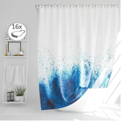 DROPHOP Maritime Sea Design Shower Curtain W x H: 240 x 200 cm Dark Blue Waterproof Polyester Textile Washable Anti-Mould Weighted Hem Includes Stainless Steel Hooks