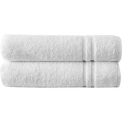 Towelogy® Luxury Hotel & Spa Bath Towels 100% Cotton 550gsm Super Absorbent & Quick Drying for Everyday Use Bathroom Shower White 70x135cm (2 Bath Sheets)