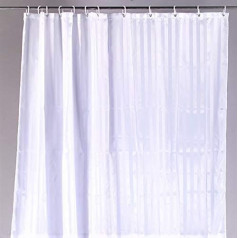 Vinn Dunn Hotel Shower Curtain Waterproof Antibacterial White Polyester Stripes with Weighted Hem (180 x 180 cm)