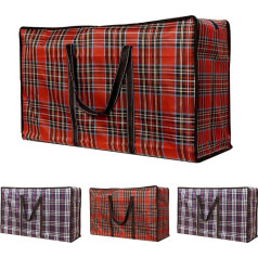 Pack of 3 Oxford Cloth Storage Bags - Storage Laundry Shopping Bags Shoulder Bags with Zip and Handles - Reusable Store Zip Bag (65 x 40 x 21 cm, Blue Red)