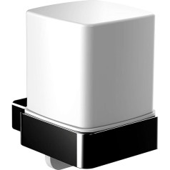 Emco Loft Wall Mounted Soap Dispenser, Elegant and Compact Wall Soap Dispenser Made of Metal and Crystal Glass, High-Quality Liquid Soap Dispenser, Matte Black and Satin Finish
