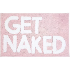 Inshere Get Naked Bath Mat, Cute Bath Rugs with White Letters, Funny Pink Bath Mat for Home Decoration, Soft & Absorbent Plush, Non-Slip Base, Washable 80 cm x 51 cm