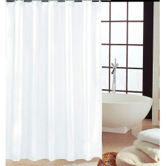 KAV - Shower Curtain Mildew Resistant Solid White 180 x 180 cm (71 x 71 Inch) | 100% Polyester (Plain White)