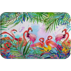 goodbath Flamingo Bath Mats Flamingos Tropical Palm Leaves Absorbent Super Soft Non-Slip Bath Mats for Bathroom Kitchen Floor Rug 60x40cm Pink Green