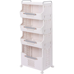 Yorbay Laundry Basket on Wheels, Laundry Sorter with 5 Levels, 4 Storage Baskets, Laundry Basket, Laundry Basket for Clothes and Toys, 108 x 29.5 x 41 cm, 20 kg Load Capacity, White