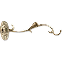 NKlaus 17 cm long wall bracket for smoke barrel, wall mount for incense burner, solid brass, wall hooks, gold, handmade 2768