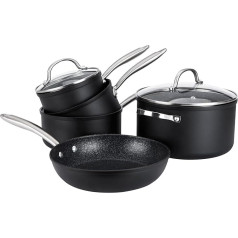 Prestige Scratch Guard Induction Pot Set with Dutch Oven and Frying Pan - Aluminium - Scratch-Resistant - Oven and Dishwasher Safe - 5-Piece Cookware Set Black