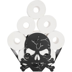 TOLIDA Toilet Roll Holder Black Skull Metal Toilet Roll Holder Vertical Paper Holder Toilet Paper Holder Towel Holder Craft Decoration for Bathroom Living Room Kitchen Hotel