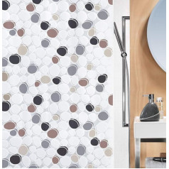 Spirella Dido PEVA Opaque Plastic Shower Curtain, 180 x 200 cm, Black/ Grey/ Brown/ White