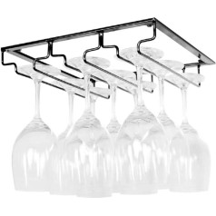 FIAMER Wine Bottle Holder Table Decoration Metal Hanger Organizer Bar Kitchen 3 Rows Stemware Rack Base Cabinet Stainless Steel Hanger Storage Rack Black