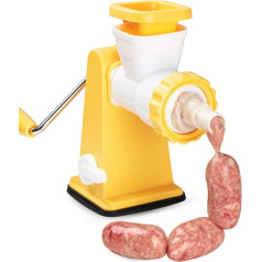 TAMUME Stainless Steel Meat Grinders with Sausage Filler, Spice Mill, Food Processor (Yellow)