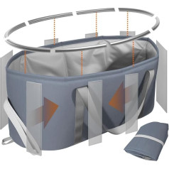 Foldable Laundry Basket, Foldable Laundry Basket, 98.8 L, Waterproof Laundry Bag with Plastic Supports on the Bag Opening and Sides, Grey