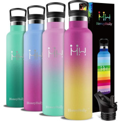 HoneyHolly Vacuum Insulated Stainless Steel Drinking Bottle, 1000 ml, BPA-Free Water Bottle, Leak-Proof Thermos Flask, Thermos Flask, Suitable for Children, Small, School, Sports, Bicycle